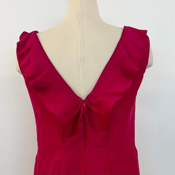 Valentino Silk Sheath Dress Ruffle Raspberry Pink | Fits like Medium - Picture 9 of 13
